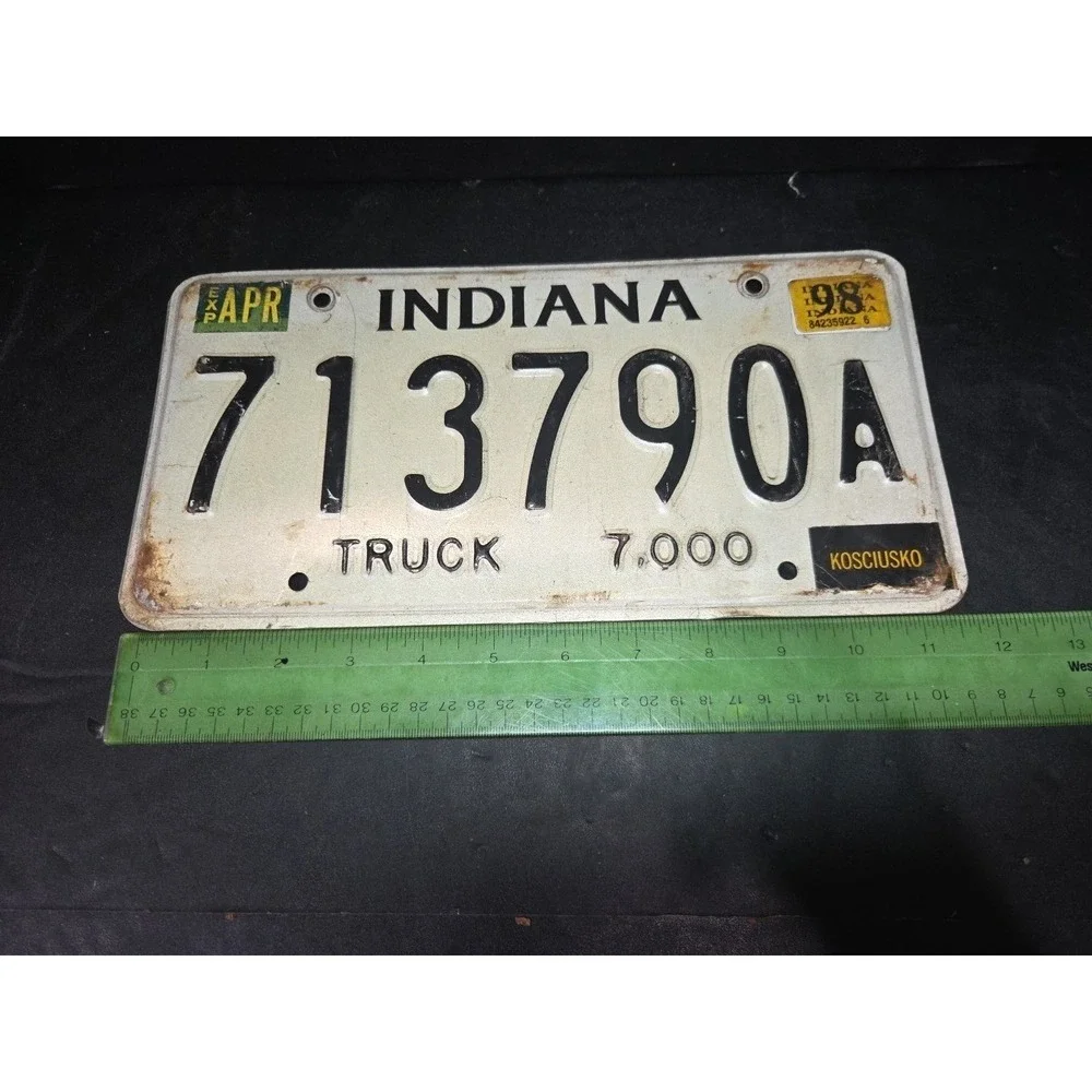 Indiana Vintage 1998 Truck License Plate 713790A Kosciusko County 7000 lb Metal